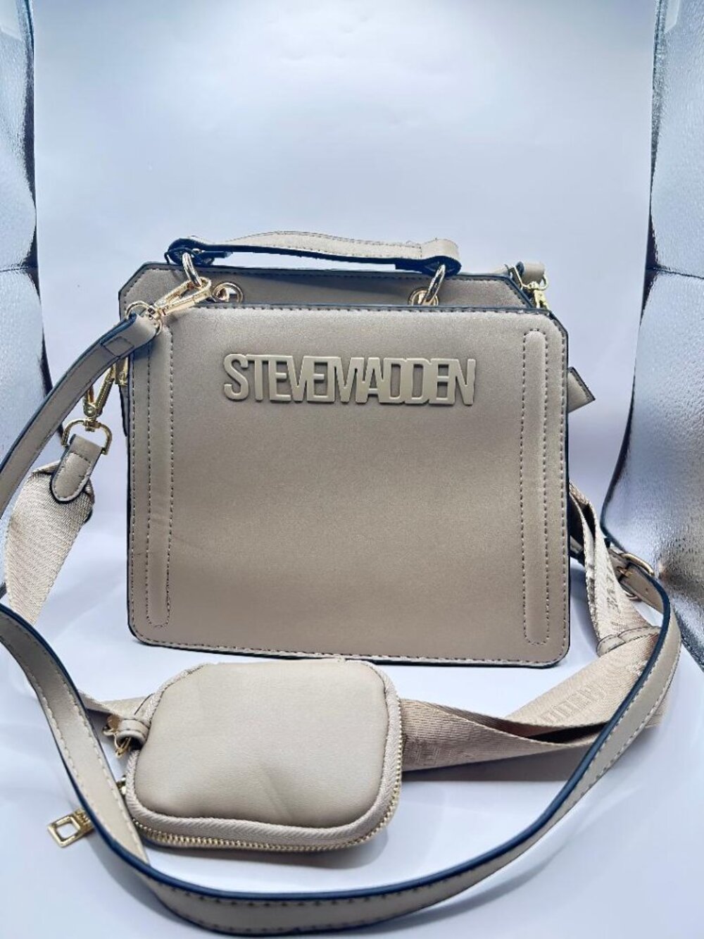 Timeless Taupe Steve Madden Bevelyn Crossbody bag with Airpod Pouch